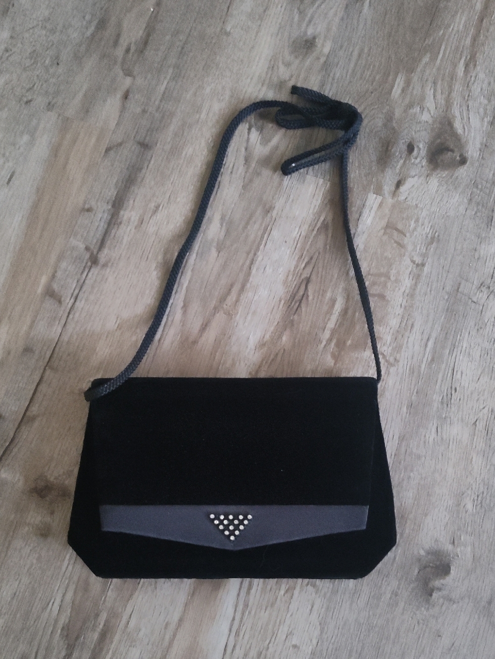 Black Velvet Evening Crossbody with Stud Accent